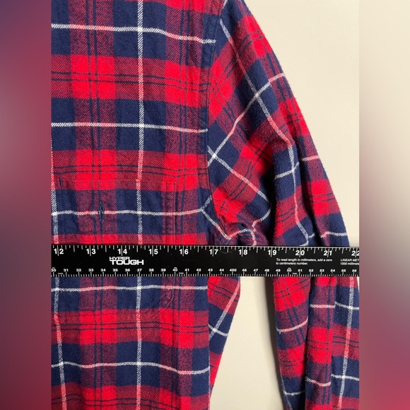 J CREW FLANNEL Mens Small Striped Multi Color Blue Red Double Pocket Style AC552 - Picture 5 of 10